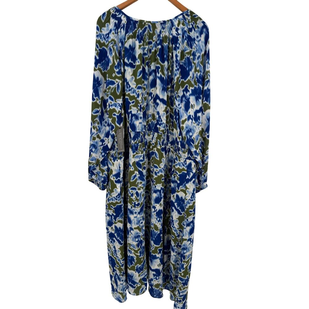 LANE BRYANT NWT Smocked Neck Waist Blue Green Midi Dress // 24 - Picture 15 of 15